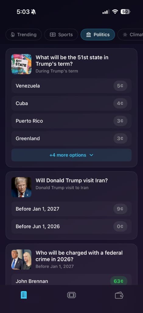 Prediction market app powered by Unifold