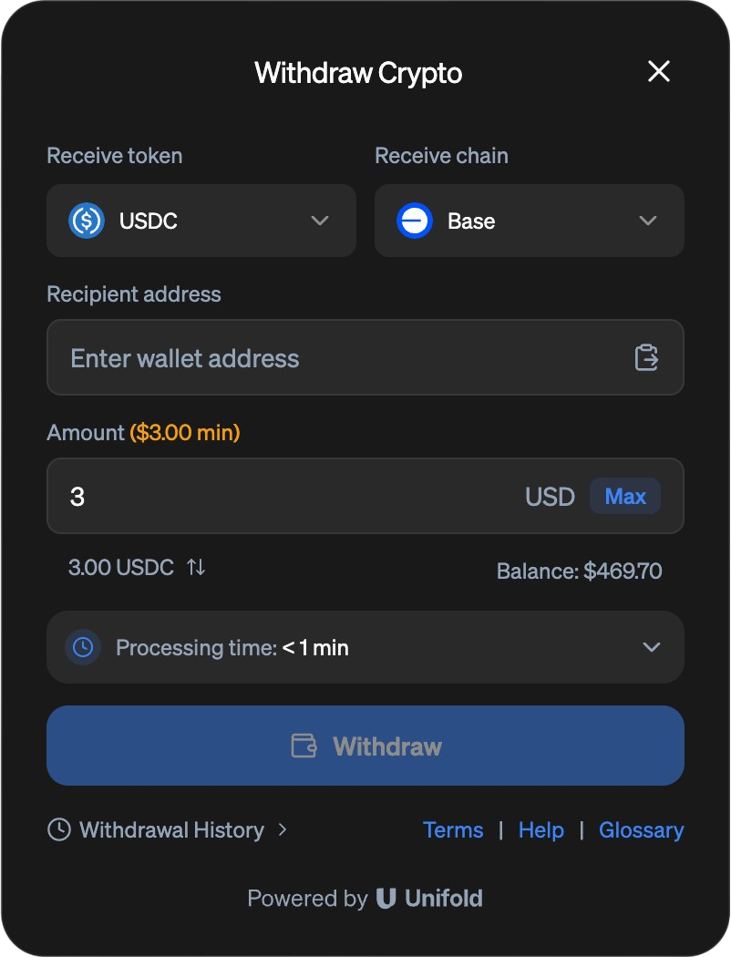 Withdraw modal